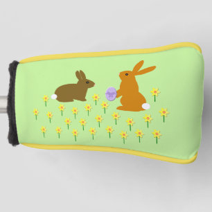 Cute Easter Bunnies and Daffodils Golf Head Cover