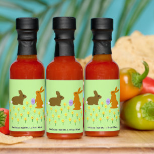 Cute Easter Bunnies and Daffodils Hot Sauces