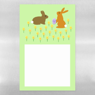 Cute Easter Bunnies and Daffodils Magnetic Dry Erase Sheet