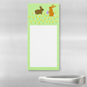 Cute Easter Bunnies and Daffodils Magnetic Notepad