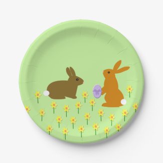 Cute Easter Bunnies and Daffodils