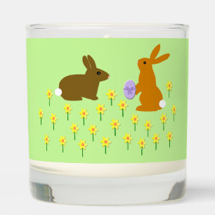 Cute Easter Bunnies and Daffodils Scented Candle
