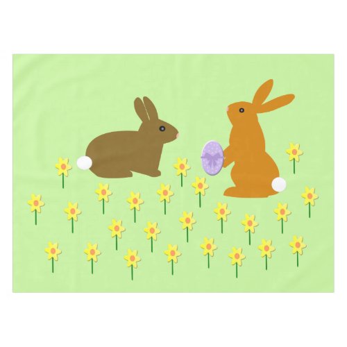 Cute Easter Bunnies and Daffodils Tablecloth