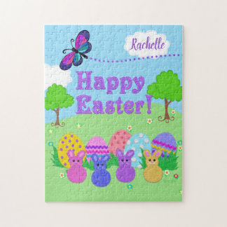 Cute Easter Bunnies and Eggs | Felt Look Graphics Jigsaw Puzzle