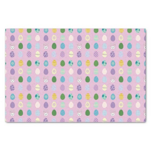 Cute Easter Bunnies Colorful Patterned Eggs Tissue Paper
