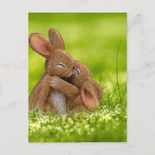 Cute Easter Bunnies Eggs Spring Easter Postcard