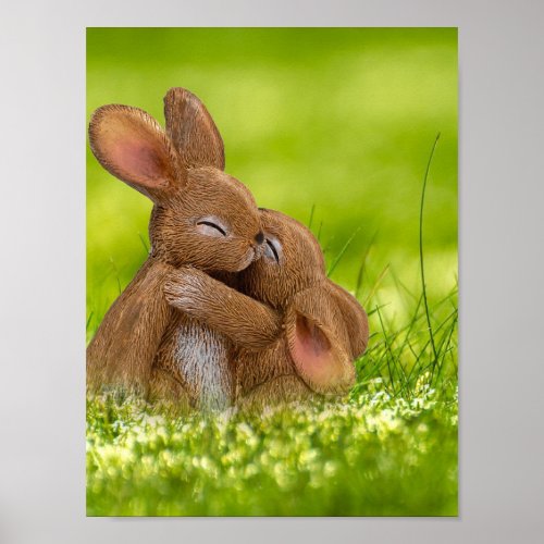 Cute Easter Bunnies Eggs Spring Easter  Poster