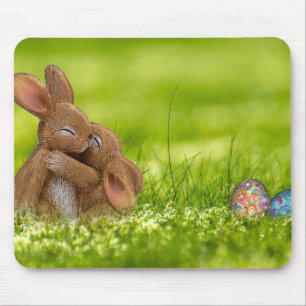 Cute Easter Bunnies Eggs Spring Mouse Pad