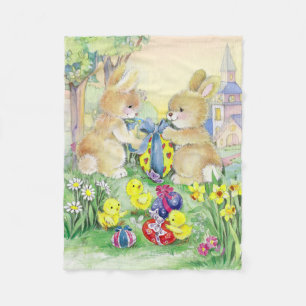Cute Easter bunnies Fleece Blanket