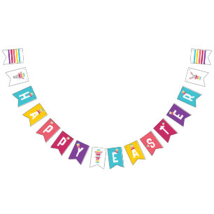 Cute Easter Bunnies & Hats Bunting Flags Banner