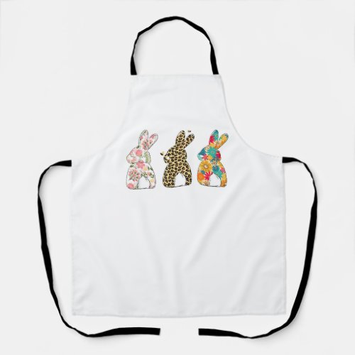 Cute Easter Bunnies Leopard Bunny and Flower Bunni Apron