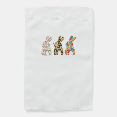 Cute Easter Bunnies Leopard Bunny and Flower Bunni Garden Flag