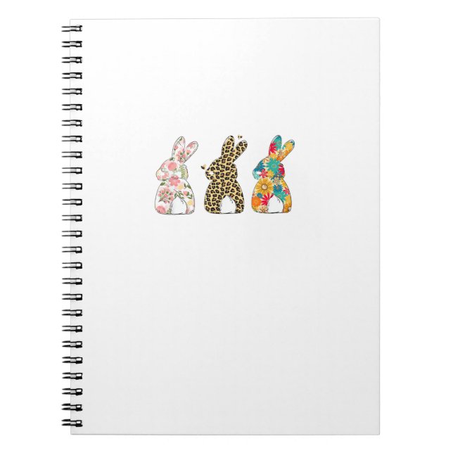 Cute Easter Bunnies Leopard Bunny and Flower Bunni Notebook (Front)