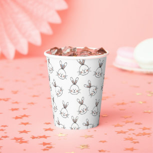 Cute Easter Bunnies on White Paper Cups