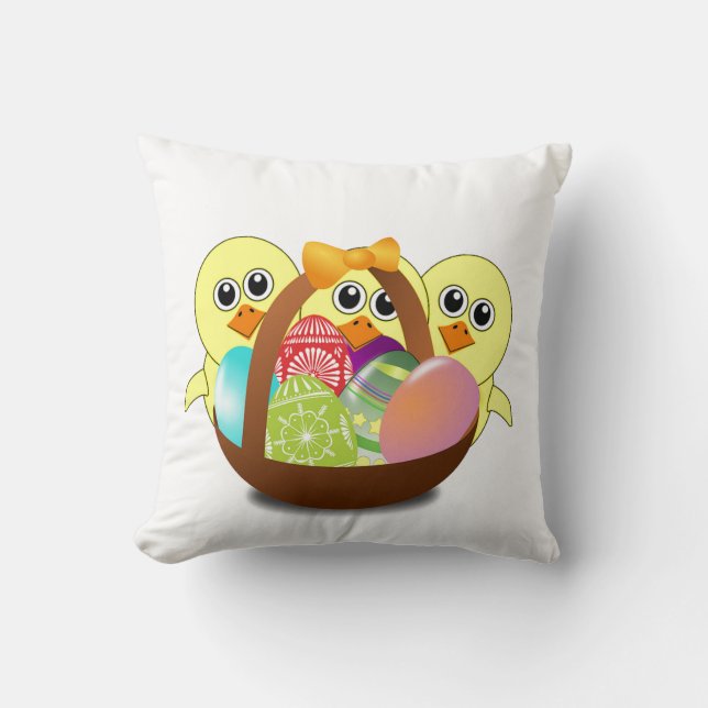 Cute Easter Bunnies Throw Pillow (Front)