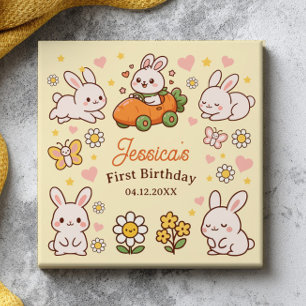 Cute Easter Bunnies Whimsical 1st Birthday Ceramic Tile