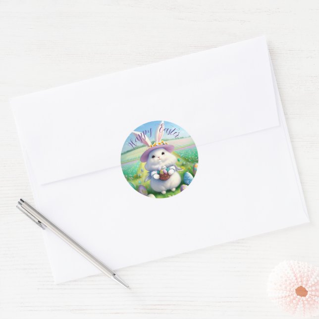 Cute Easter Bunny 01 Classic Round Sticker (Envelope)