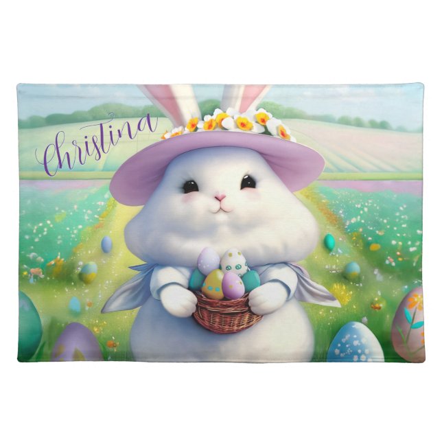 Cute Easter Bunny 01 Cloth Placemat (Front)