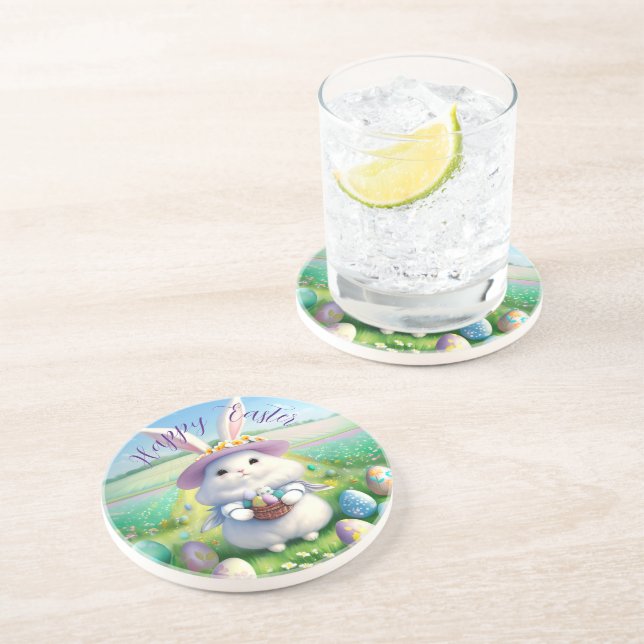 Cute Easter Bunny 01 Coaster (Side)