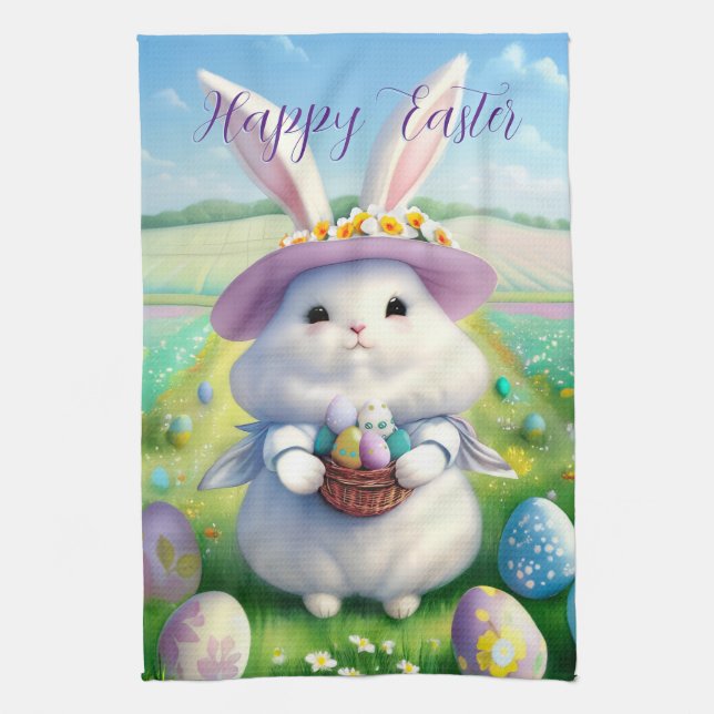 Cute Easter Bunny 01 Kitchen Towel (Vertical)