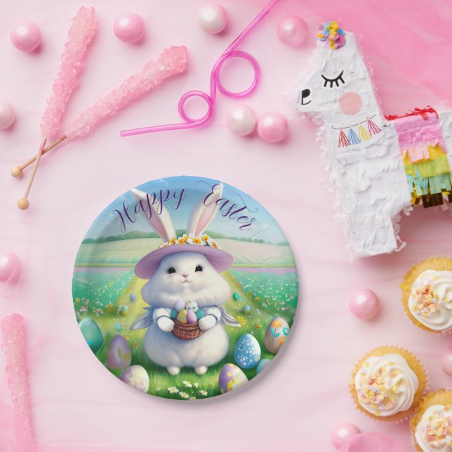 Cute Easter Bunny 01 Paper Plates (Party)