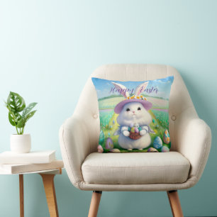 Cute Easter Bunny 01 Throw Pillow
