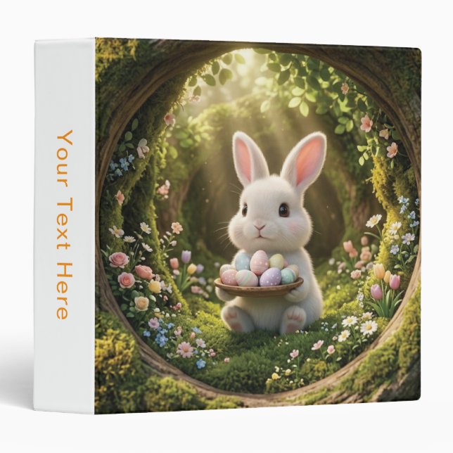 Cute Easter Bunny 3 Ring Binder (Front/Spine)