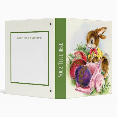 cute Easter bunny add message text 3 Ring Binder