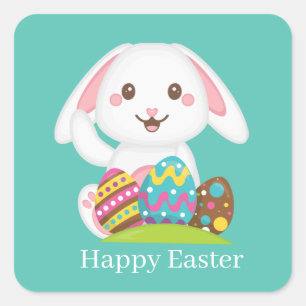 cute Easter bunny add text Square Sticker