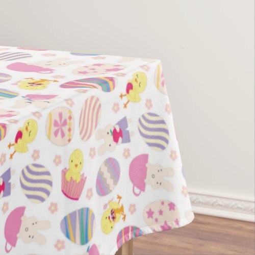 Cute Easter bunny and chicks pattern tablecloth