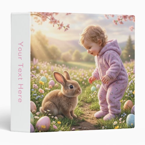 Cute Easter Bunny and Child 3 Ring Binder