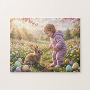 Cute Easter Bunny and Child Jigsaw Puzzle