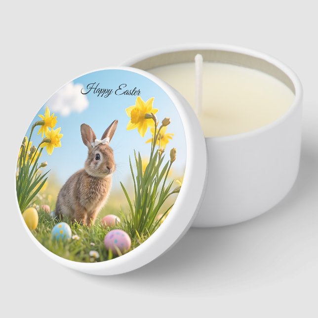 Cute Easter Bunny and Daffodil  Mini Candle Favors (Corner)