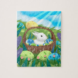 Cute Easter Bunny and Decorated Eggs Jigsaw Puzzle