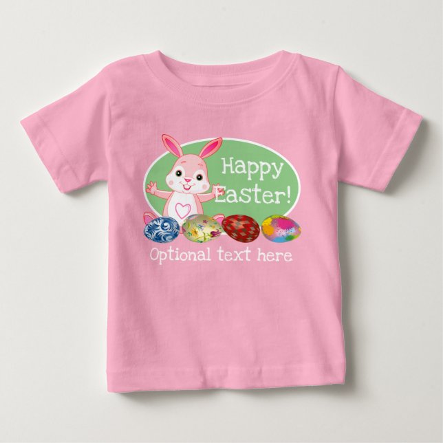 Cute Easter Bunny and Eggs Easter Baby T-Shirt (Front)