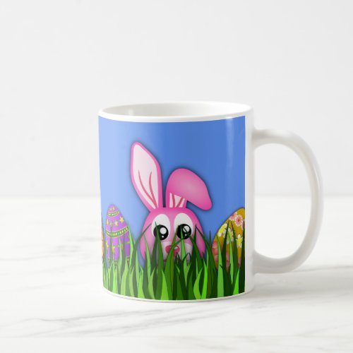 Cute Easter Bunny and Eggs in Grass Classic Mugs