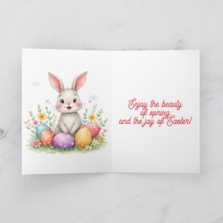 Cute Easter Bunny And Eggs Modern Collection Holiday Card