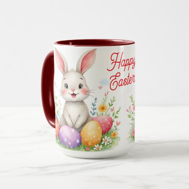 Cute Easter Bunny And Eggs Modern Collection Mug (Front Left)