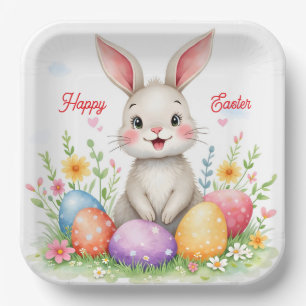 Cute Easter Bunny And Eggs Modern Collection Paper Plates