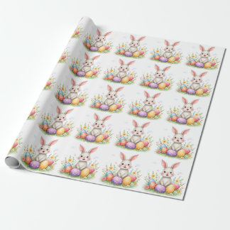 Cute Easter Bunny And Eggs Modern Collection Wrapping Paper