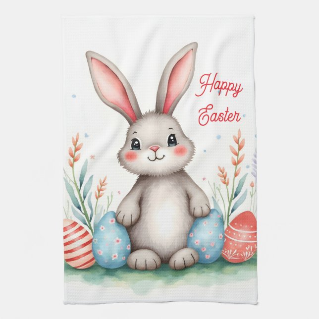 Cute Easter Bunny And Eggs Popular Collection Kitchen Towel (Vertical)