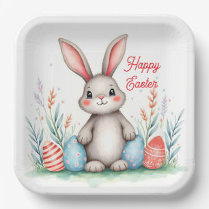 Cute Easter Bunny And Eggs Popular Collection Paper Plates
