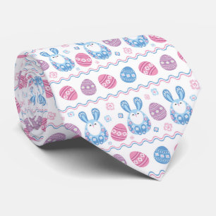 cute Easter bunny and eggs tiled pattern Neck Tie