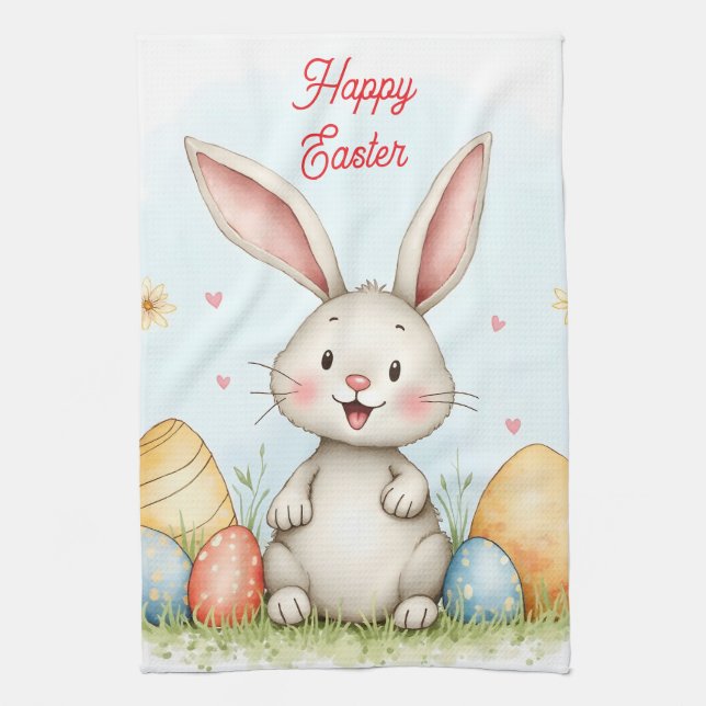 Cute Easter Bunny And Eggs Trendy Collection Kitchen Towel (Vertical)