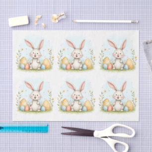 Cute Easter Bunny And Eggs Trendy Collection Tissue Paper