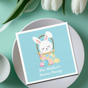 Cute Easter Bunny Baby Blue Customized Party Napkins
