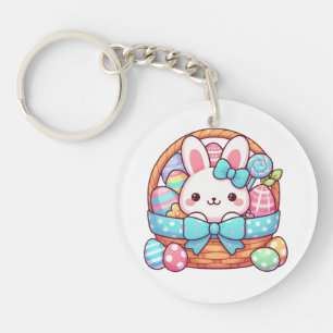 Cute, Easter bunny bakset Keychain