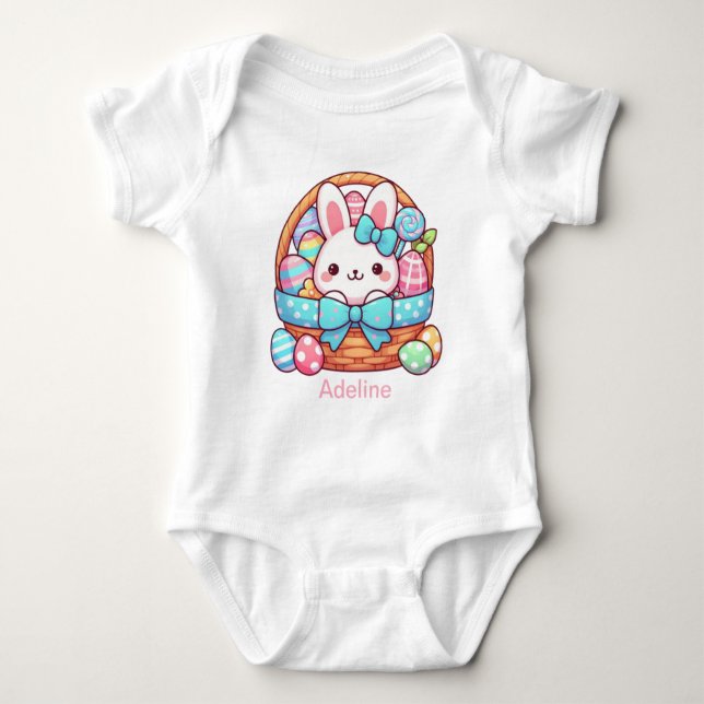 Cute, Easter bunny bakset personalized Baby Bodysuit (Front)