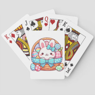 Cute, Easter bunny bakset Poker Cards