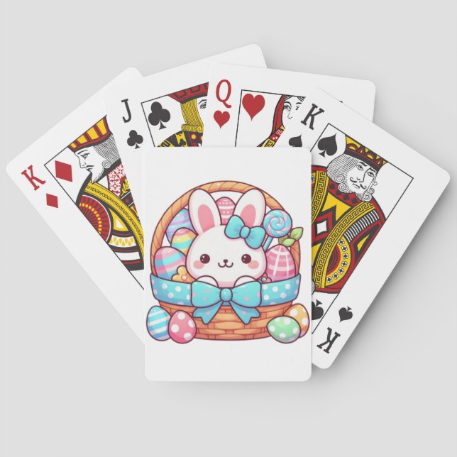 Cute, Easter bunny bakset Poker Cards (Back)